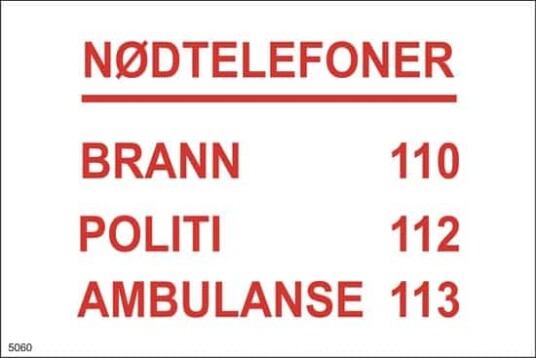 Nødtelefoner 21x14 cm PVC Vanlig