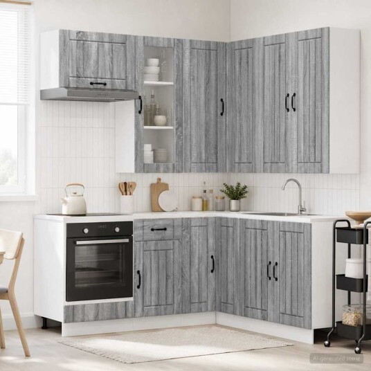 vidaXL Kjøkken enhet LUCCA 8 pcs Grå Sonoma Konstruert tre