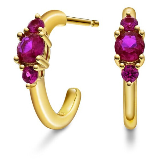 Pan Jewelry Rio Radiance øredobber i forgylt 925 sølv med rosa zirkonia
