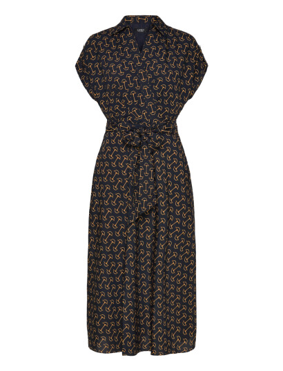 Lauren Ralph Lauren Geo Print Belted Crepe Dress   Multi/patterned   34