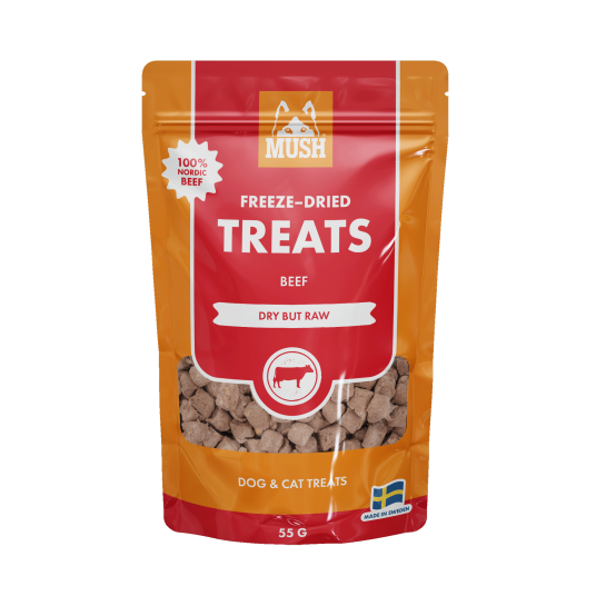 MUSH Frysetørket Storfe Hundegodteri 55g - Sunn Snacks til Hund
