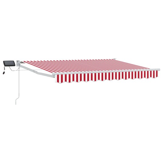 vidaXL Manuell utvidbar markise med LED-lamper Rød og Hvit 3 x 2,5 m