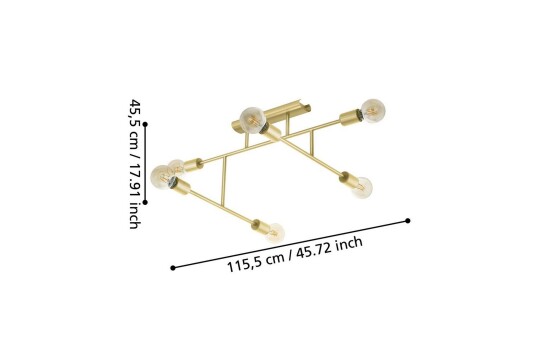 Taklampe Eglo Belsiana 1 med 6 lamper   Messing