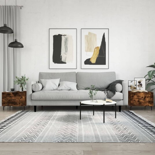  Salongbord 2 stk røkt eik 50x50x40 cm konstruert tre 8720845429003