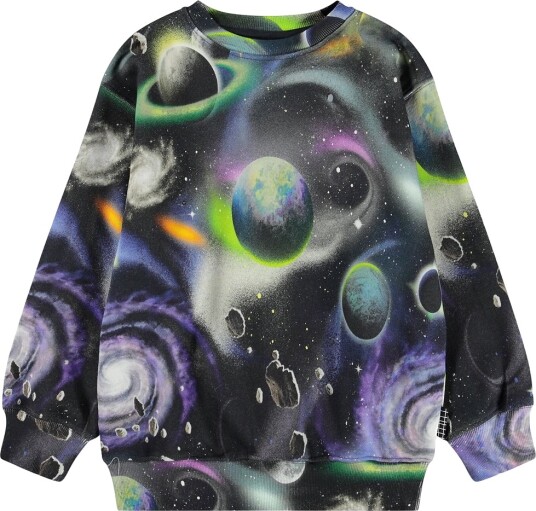 Molo Collegegenser   Monti   Airbrush Space   Molo   7 år 122   Collegegenser Blå Grønn Lilla