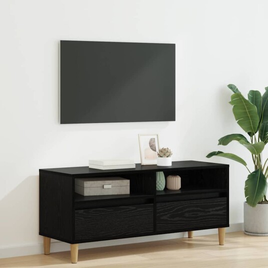  TV skap med skuff Svart Eik 100 x 34,5 x 44,5 cm Konstruert tre