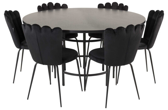Venture Design Copenhagen & Limhamn spisegruppe Svart/svart 6 st stoler & bord 140 cm