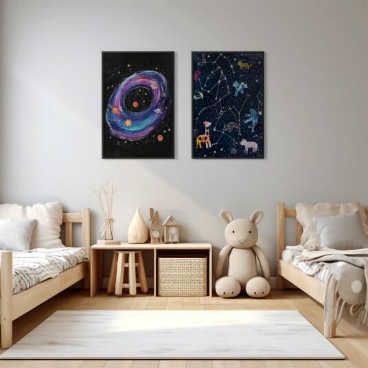 Namly Design Plakat Kosmiske dyr og galaksevirvel / Sett med 2 POSTERTC2W7H