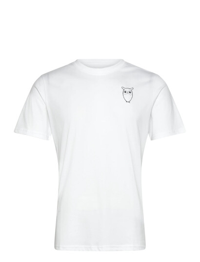 Knowledge Cotton Apparel Alder Owl Chest Print Tee - Gots/Ve - White - XL