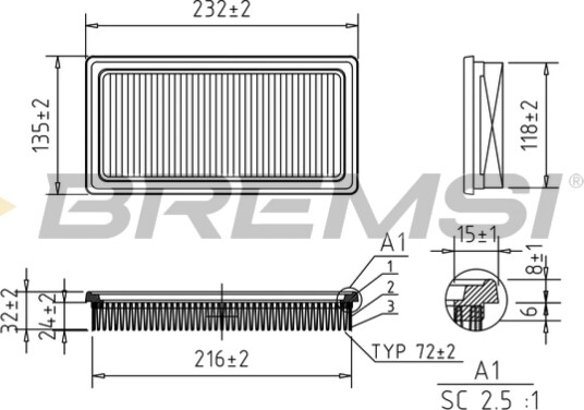 Luftfilter BREMSI FA0530 Luftfilter BREMSI FA0530