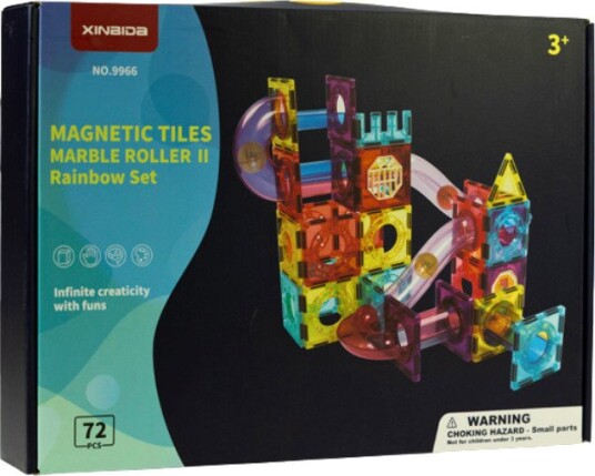 Magnetic Tiles Byggesett – 72 Deler – Regnbue Kulebane Magnetic Tiles Byggesett – 72 Deler – Regnbue Kulebane