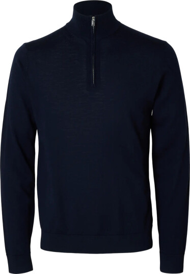 Selected Homme Tray Long Sleeve Knit Merino Half Zip Blå L