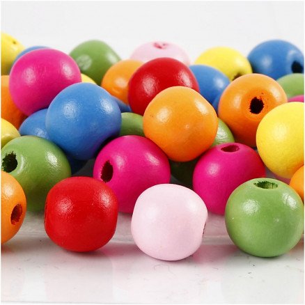 Diverse Blanding av treperler diam 12 mm hullstørrelse 2,5 3 mm Ass farger 500 g ca 800 stk