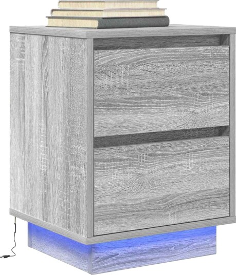 Nattbord med LED grå sonoma 38x34x50 cm Nattbord med LED grå sonoma 38x34x50 cm