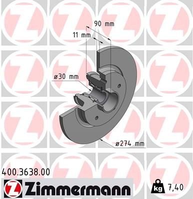 Bremseskive ZIMMERMANN 400.3638.00