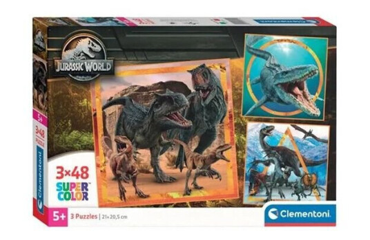 Clementoni Jigsaw Puzzle Super Color Square Jurassic World 3x48pcs. Gulv