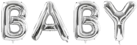 PartyDeco Folieballong Banner BABY i Sølv