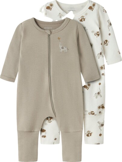 Name It Nbnnightsuit 2P Zip Ff Animal Noos Beige 56