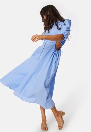 Bardot Cut out midi shirt dress Blue/Striped 34(UK6)
