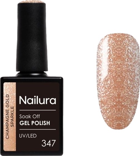 Nailura Gelpolish 347 – Champagne Gold Sparkle – 10 ml