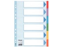 Esselte 100192, Blank faneindeks, Fotoark kartong, Flerfarget, A4, 160 g/m², 225 mm