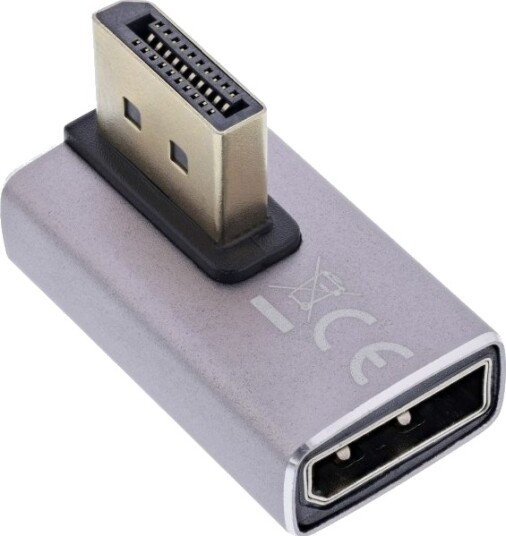 Inline Displayport 1.4 Adapter Hann/Hunn 90° Vertikal Høyre 8K 17291H