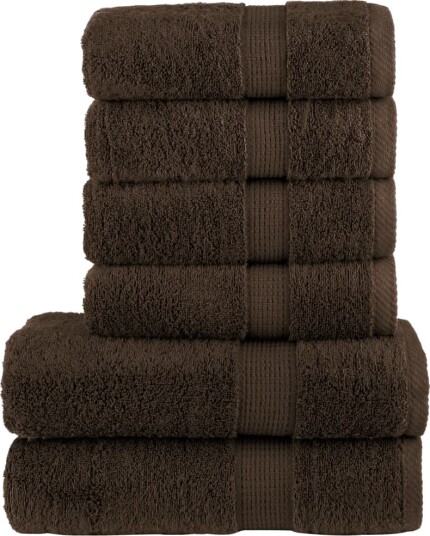 vidaXL Premium håndklesett 6 deler SOLUND brun 600 g/m2 vidaXL Premium håndklesett 6 deler SOLUND brun 600 g/m2