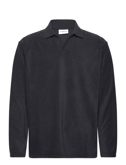 Lindbergh V Neck Jacquard Polo L/S   Grey   XL