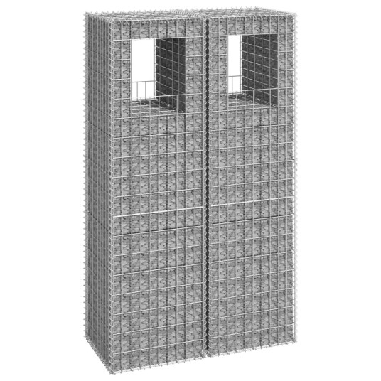 Gabionstolper 2 stk 50x50x180 cm jern Silver