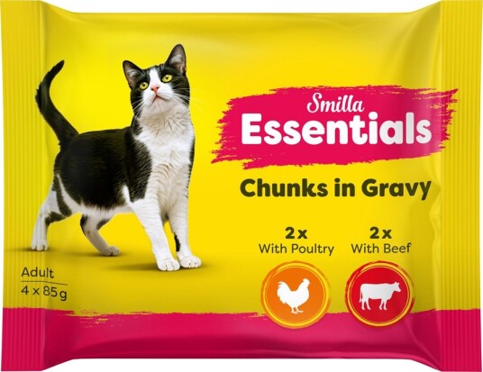 Smilla Våtfôr Essentials Fresh Pouch Biter I Saus 4 X 85 G