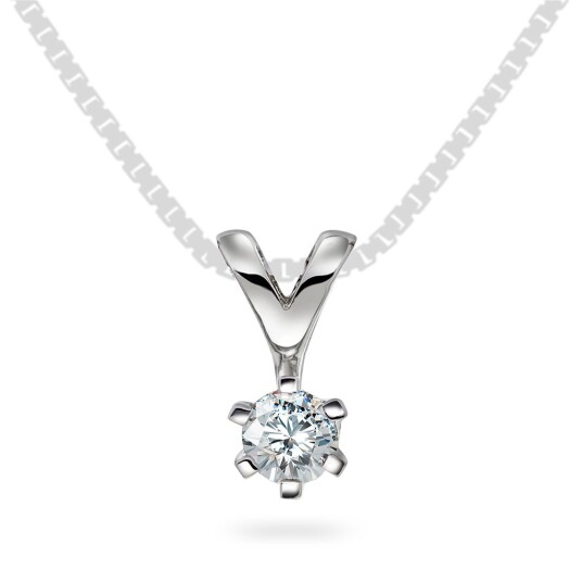 Olivia by Gullfunn, Anheng i 585 hvitt gull med diamant 0,25 ct Olivia by Gullfunn, Anheng i 585 hvitt gull med diamant 0,25 ct