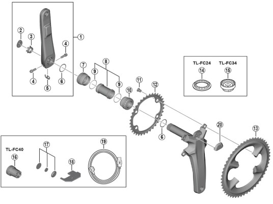 Shimano Dura Ace powermeter toppdeksel til kranksett modell FC R9200 P