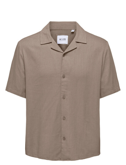 ONLY & SONS Onskari Resort Ss Shirt Visc Lin 0075 Cs - Beige - XS
