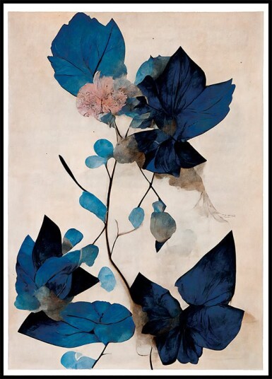 Blue Dry Flowers Plakat Plakat / 100x150cm
