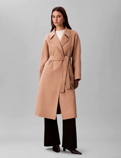 Calvin Klein Hero Trench Coat-Dbl Face Wool - Beige XL Calvin Klein Hero Trench Coat-Dbl Face Wool - Beige XL