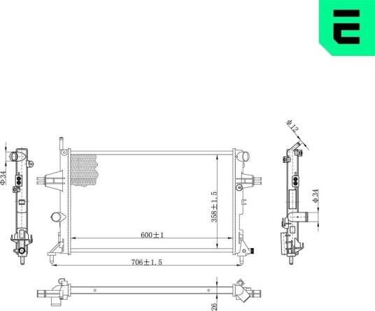 Radiator, motorkjøling ERA 673033
