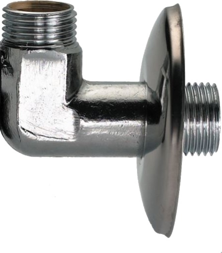 1/2" kuleventil uten håndtak vinklet uten koblingsnippel/nippel