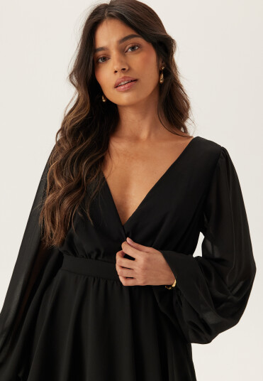 Goddiva Long Sleeve Tiered Midi Dress Goddiva Long Sleeve Tiered Midi Dress
