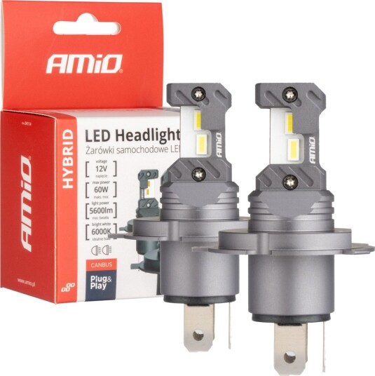 Led-Lyspærer Hybrid Series H4 H19 6000K Canbus 60W Amio-04114