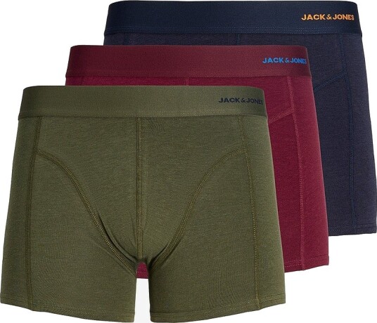 Jack & Jones Boksershorts Jaccomo Solid Bamboo Trunks 3 pakning Rød