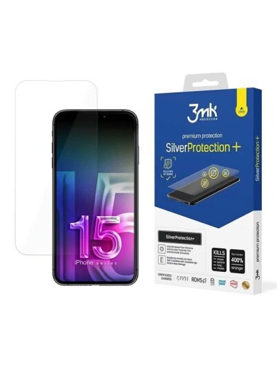 3Mk SilverProtection+ Skjermbeskytter for iPhone 15 Pro med Antimikrobiell Beskyttelse