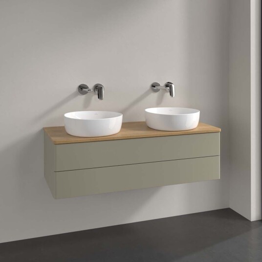 Villeroy & Boch Antao Servantskap med 2 skuffer 120x50x36 cm m/lys Steingrå/Eik