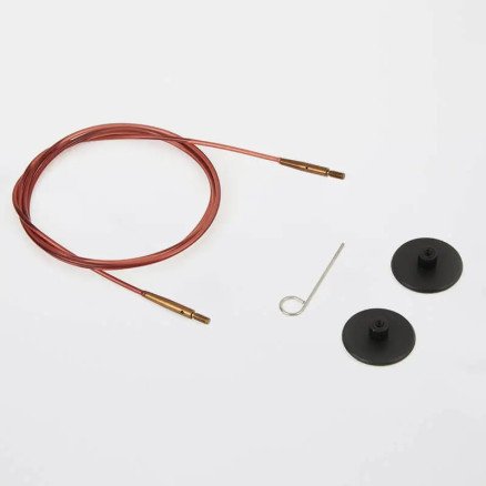 KnitPro Wire / Kabel til utskiftbare rundpinner 20 cm blir 40 cm inkl. pinner Brun
