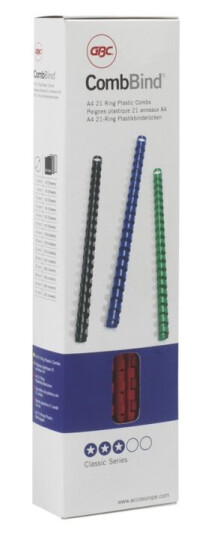 Gbc Combbind 6 Mm 21 Ringer A4 210 X 297 Mm 25 Ark Svart 100 Stk Plastbindekam For P/N: 2101435 Ib271106 Ib271717