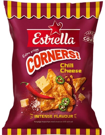 Estrella Corners Chili Cheese   Maischips med Chili og Ostesmak 160 gram
