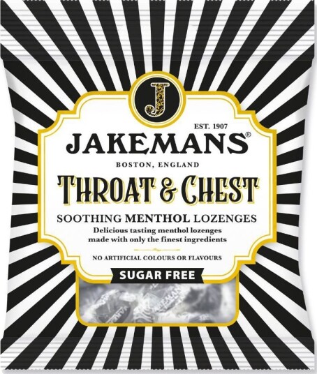 Jakemans Throat and Chest Sugarfree Sukkerfrie Mentol Halspastiller 50 gram Jakemans Throat and Chest Sugarfree Sukkerfrie Mentol Halspastiller 50 gram