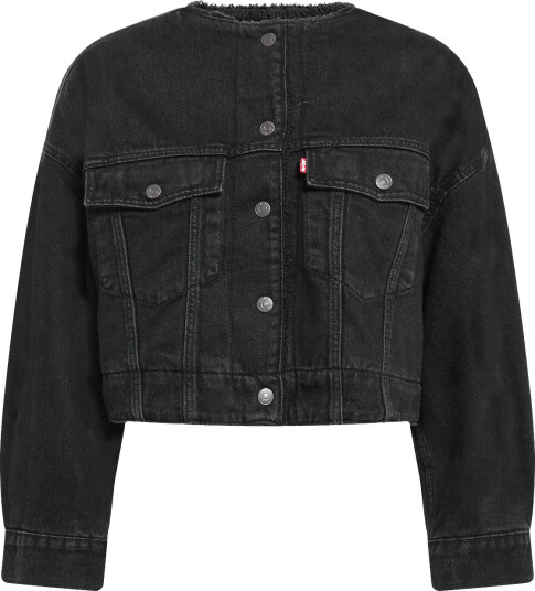 Levi"s® Collarless Crop Sherpa Trucker Black L