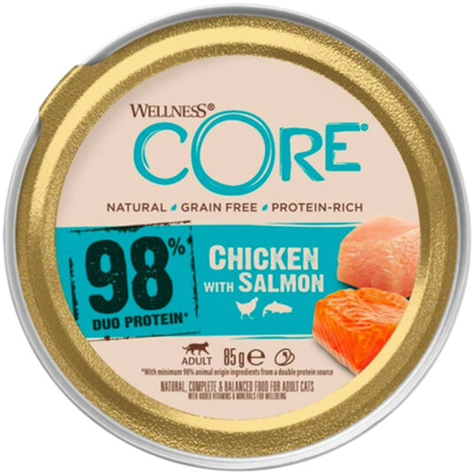 CORE Petfood Kylling/Laks Paté 98% til Katt 85g x 12 Pakker