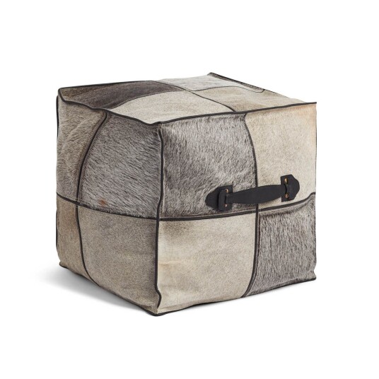 Warm & Comfy Puff m/håndtak Kalveskinn 45x45x45 cm Grå Warm & Comfy Puff m/håndtak Kalveskinn 45x45x45 cm Grå
