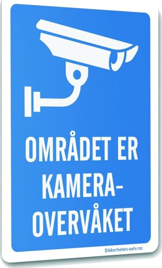 Kameraovervåkning Skilt Med Symbol Og Tekst 20x15cm